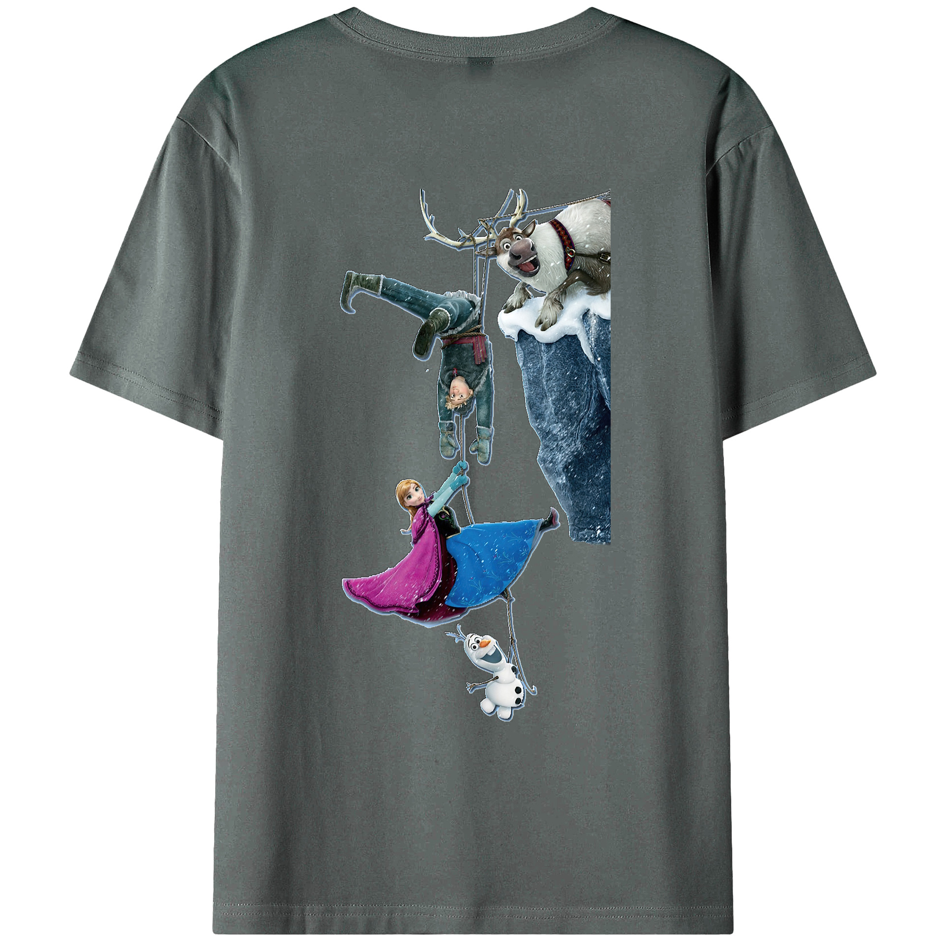 （画像用） アナと雪の女王 アンナ エルサ Frozen Anna Elsa 綿100％ メンズ半袖Tシャツ（バックプリント） 通気性